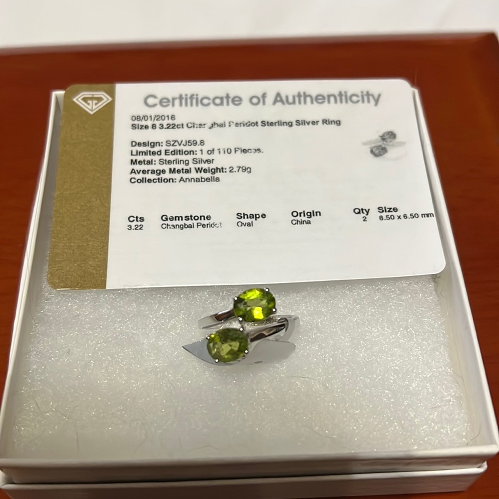 Changbal peridot sterling silver ring